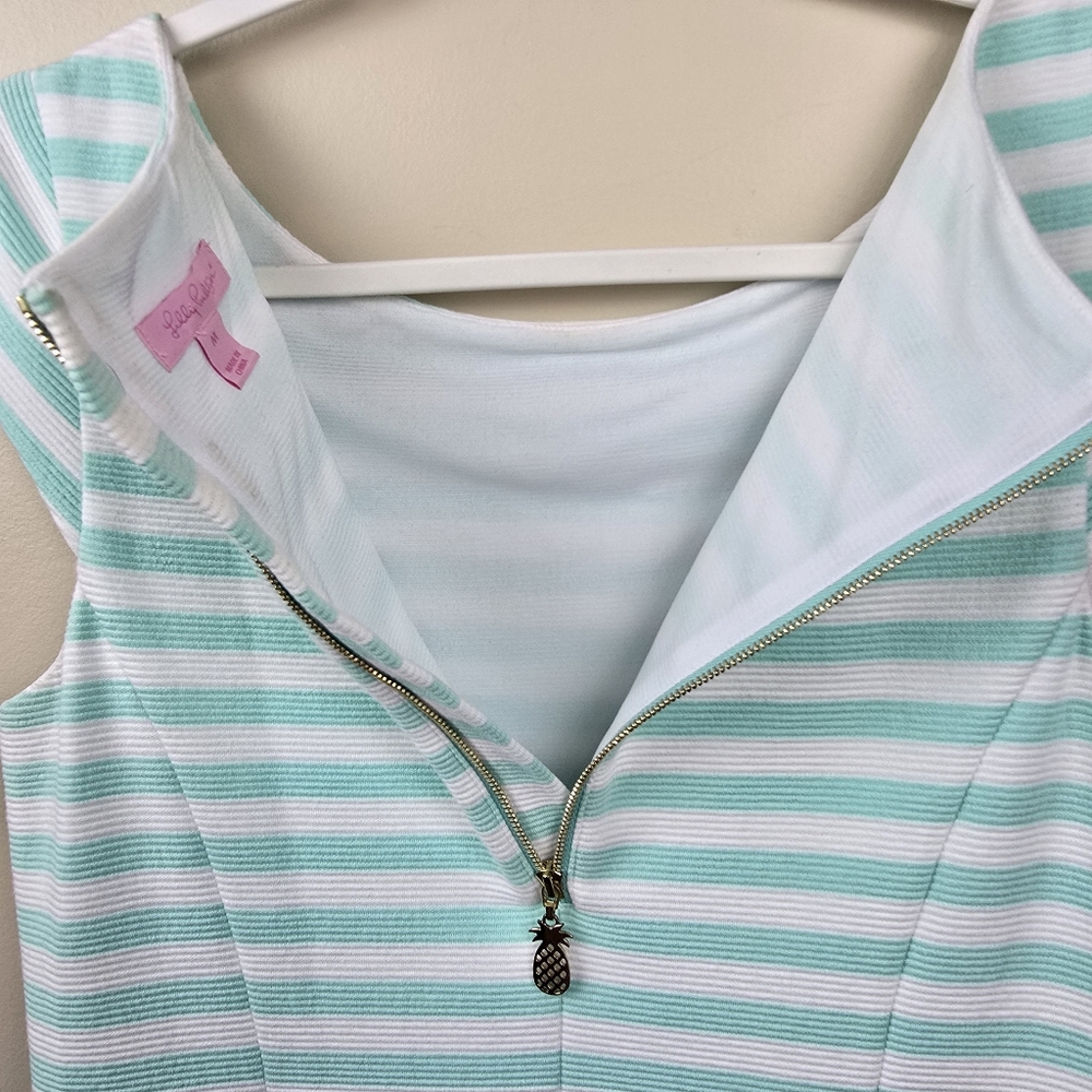 Lilly Pulitzer Cap Sleeve Lana Engineer Striped Dress in Poolside Blue Size M - Picture 10 of 11